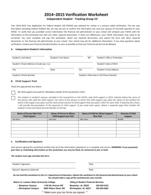 2014–2015 Verification Worksheet