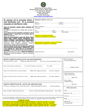 Texas Birth and Death Certificate Application