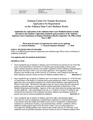 Alabama State Court Mediator Registration Application