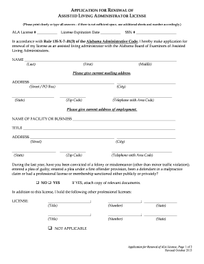 Alabama Assisted Living Administrator License Renewal