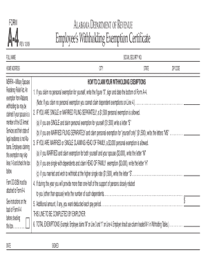 Alabama Employee’s Withholding Exemption Certificate