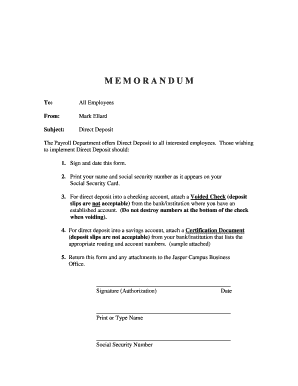 Direct Deposit Authorization Form
