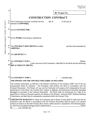 Alabama Construction Contract Form C-5