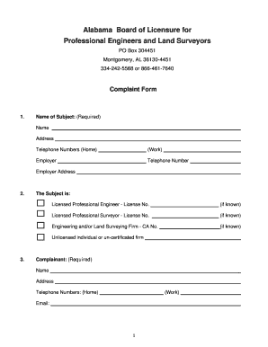 Fillable Online bels alabama Complaint Form.pub Fax Email Print - pdfFiller