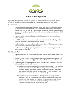 Return to Work Agreement