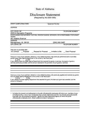 Alabama Disclosure Statement