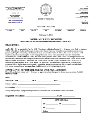 Alabama Immigration Compliance Form