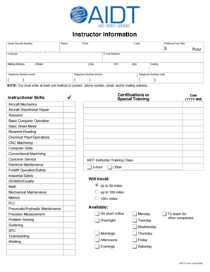 Instructor Information Form