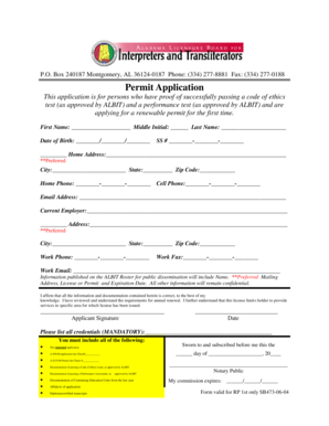 Alabama Permit Application