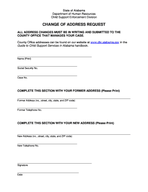 Alabama Child Support Address Change Request