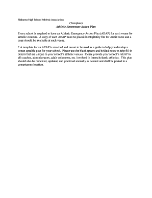Alabama High School Athletic Emergency Action Plan Template