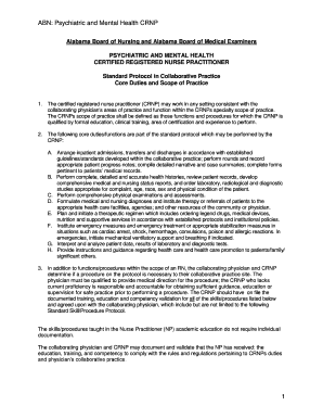 Alabama Psychiatric CRNP Practice Agreement