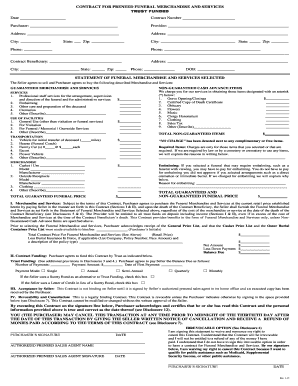 Preneed Funeral Merchandise and Services Contract