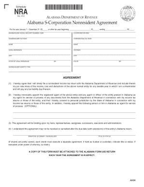 Alabama S-Corporation Nonresident Agreement