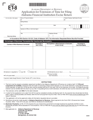 Alabama Financial Institution Excise Return Extension Form