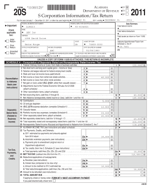 Alabama S Corporation Tax Return Form 20S