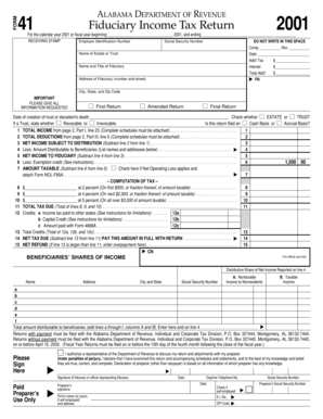 Alabama Fiduciary Income Tax Return 2001