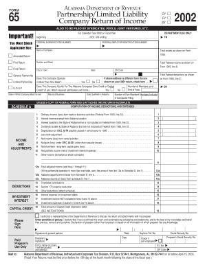 Alabama Partnership Income Tax Return Form 65