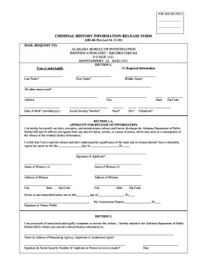 Criminal History Information Release Form