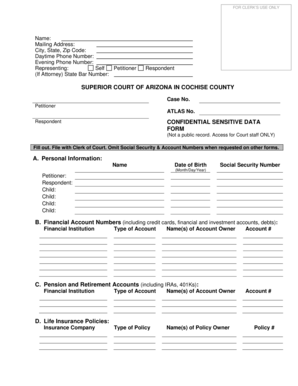 Arizona Confidential Financial Disclosure Form