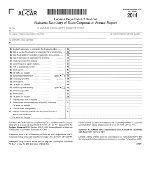 Alabama Corporation Annual Report Schedule