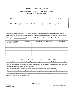Alabama Medicaid Burial Fund Designation Form