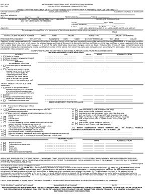 Alabama Salvage Vehicle Inspection Application