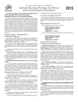 Alabama Business Privilege Tax Return 2015