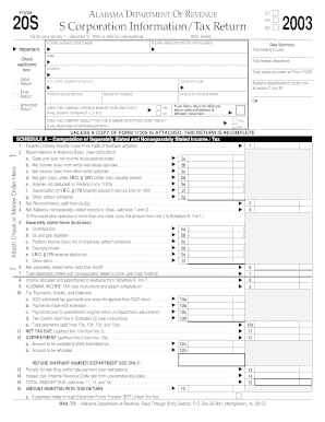 Alabama S Corporation Tax Return Form 20S