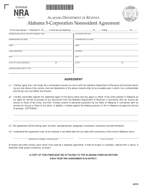 Alabama S-Corporation Nonresident Agreement