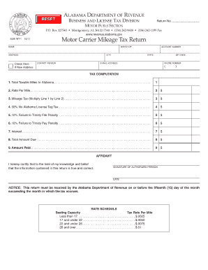 Alabama Motor Carrier Mileage Tax Return