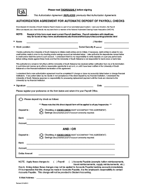 Authorization Agreement for Automatic Deposit of Payroll Checks