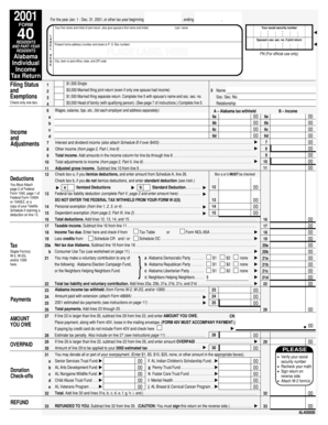 Alabama Income Tax Return Form 40