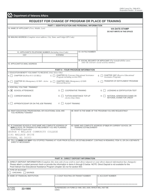 VA Form 22-1995 Request for Change of Program or Place of Training