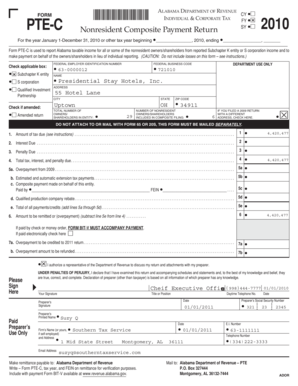 Alabama Nonresident Composite Payment Return