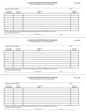 Alabama Liquefied Petroleum Gas Board Annual LP Gas Fee Report