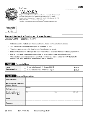 Alaska Mechanical Contractor License Renewal Form