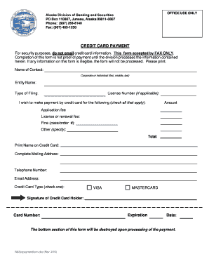 Alaska Credit Card Payment Form