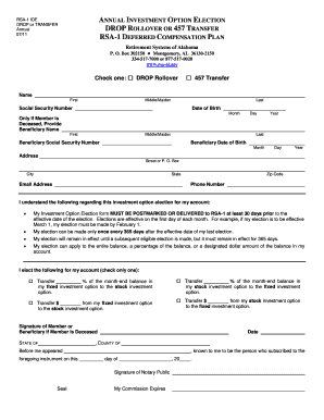 RSA-1 Annual Investment Option Election Form