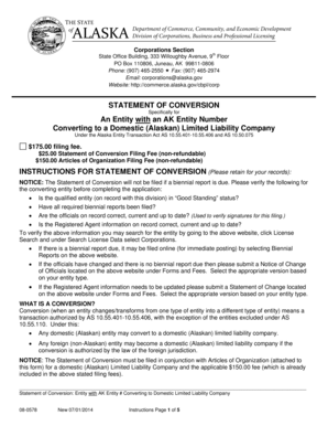 Alaska Statement of Conversion to LLC