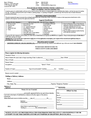 Montana Death Certificate Application