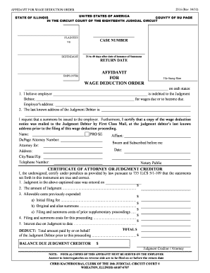 Affidavit for Wage Deduction Order 2316