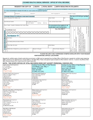 Arizona Death Certificate Request Form