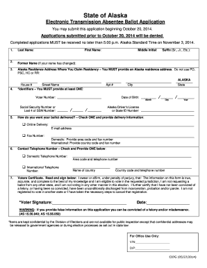 Alaska Absentee Ballot Application