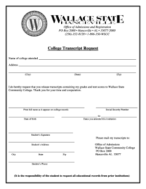 College Transcript Request Form