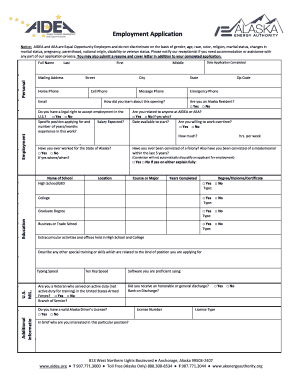 Alaska Employment Application Form