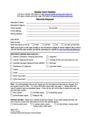 Alaska Court System Records Request Form