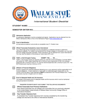 International Student Checklist