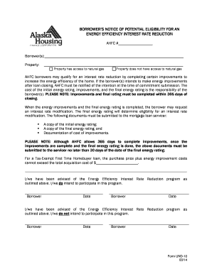 Borrower's Notice of Energy Efficiency Interest Rate Reduction