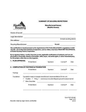 Alaska Manufactured Home Inspection Form